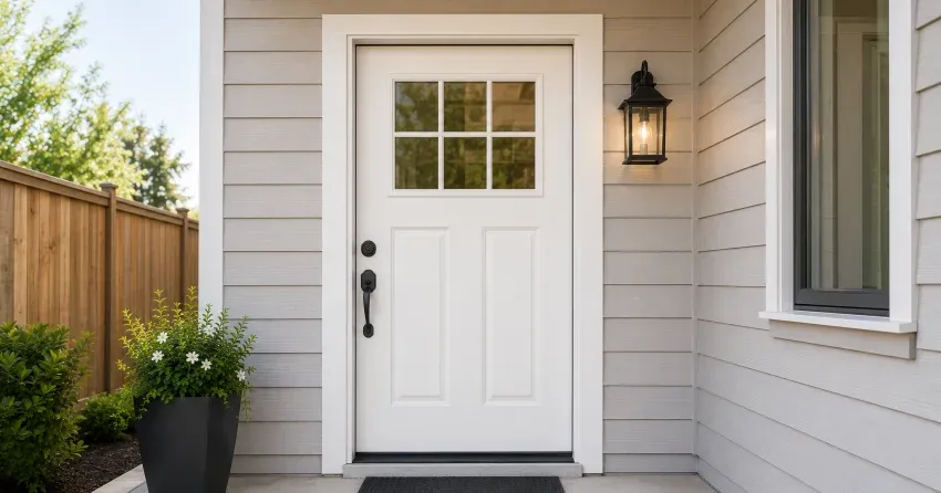 technician installing exterior door frame in Dufferin Grove, Toronto