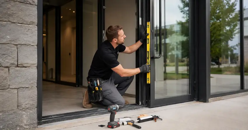 commercial glass door frame installation Dufferin Grove, Toronto