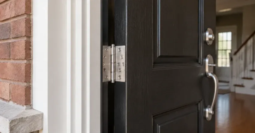 technician repairing a front door lock and frame in Mimico, Toronto